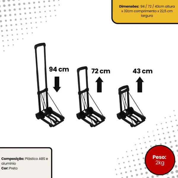 GT081-8 Carrinho Plataforma de Mão Dobrável 2 Rodas para Carga - 8