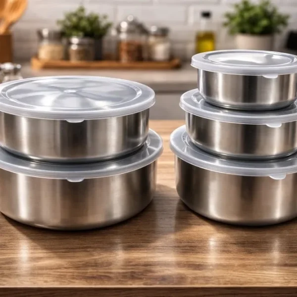 IDL2179-1 Conjunto 5 Potes Herméticos Redondos com Tampa - Inox
