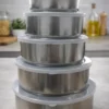 Conjunto 5 Potes Herméticos Redondos com Tampa - Inox - 3