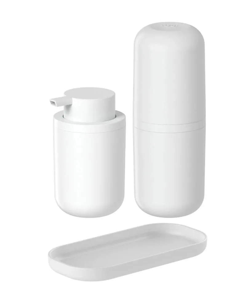 Kit para Banheiro com Porta Escova de Dentes, Porta Sabonete Líquido e Bandeja