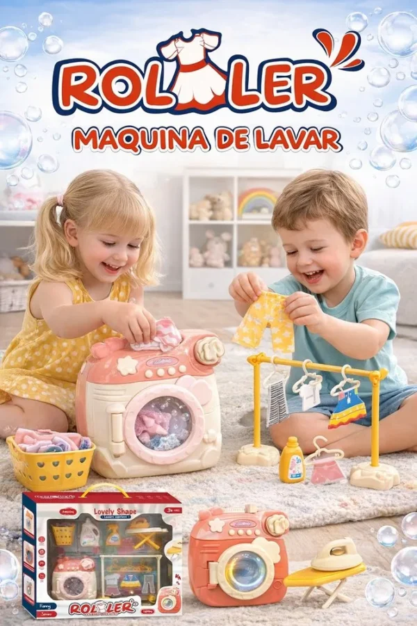 MD8076-2 Kit Lavanderia Infantil Com Máquina De Lavar Ferro Tábua E Acessórios De Brinquedo - 2