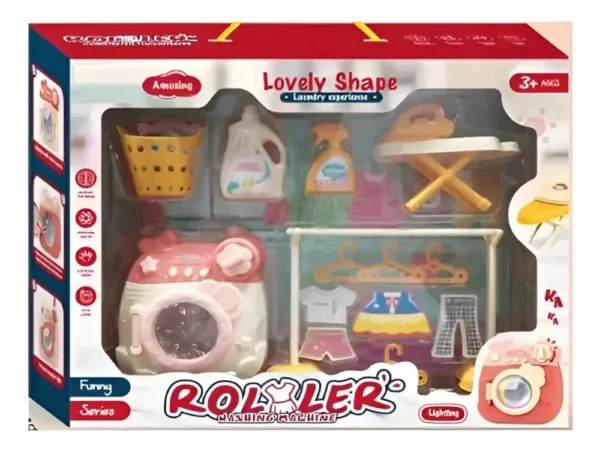 MD8076-3 Kit Lavanderia Infantil Com Máquina De Lavar Ferro Tábua E Acessórios De Brinquedo - 3