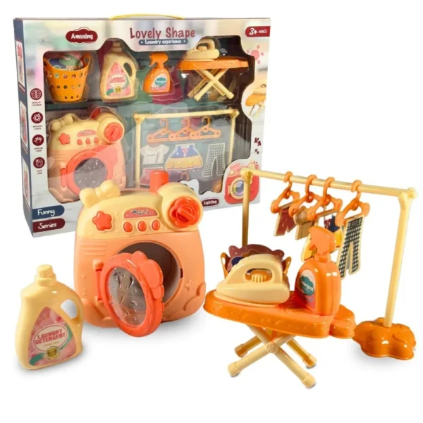 MD8076-4 Kit Lavanderia Infantil Com Máquina De Lavar Ferro Tábua E Acessórios De Brinquedo - 4