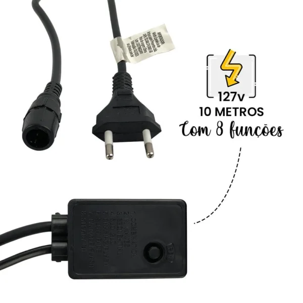 NTL6180Q127V-1 Mangueira Led Pisca Pisca com 8 Funções Redonda à Prova D'Água de