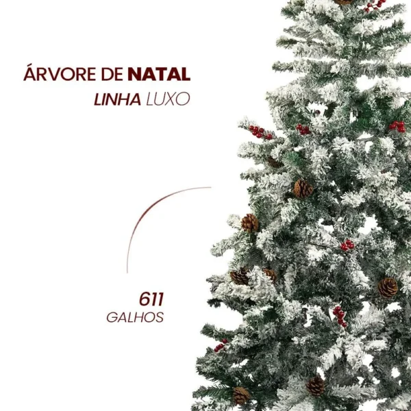 NTY86180-4 Arvore De Natal 1,80m Luxo Verde 611 Galhos Pinheiro Favorito - 4