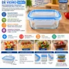 PTE-006-1 Pote Hermético Retangular de Vidro 640ml