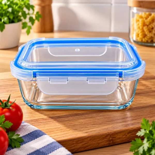 Pote Hermético Retangular de Vidro 640ml