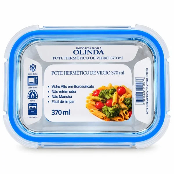 PTE-008-2 Pote Hermético Retangular de Vidro 370ml - 2