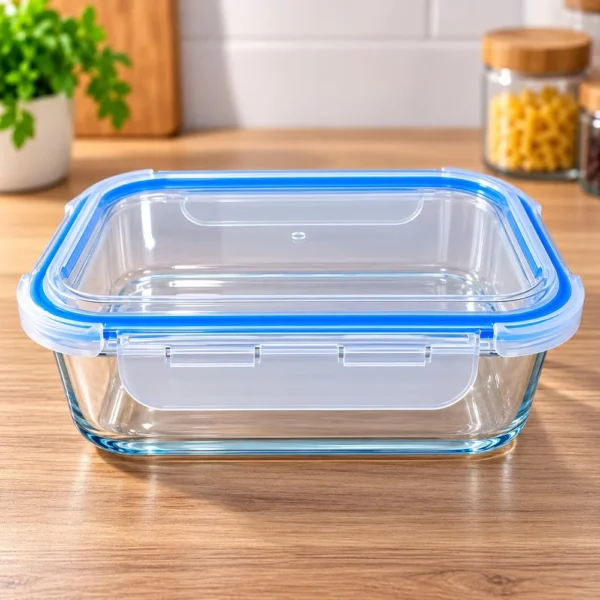 PTE-009-3 Pote Hermético Retangular de Vidro 1040ml - 3