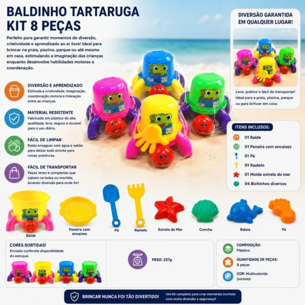 RB24-5 Kit Baldinho de tartaruga infantil 8 peças - sortido - 5