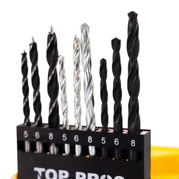 TOP5319-1 Jogo de Broca Para Madeira e Metal 9 Peças