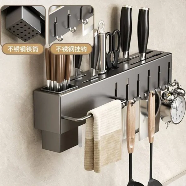 TRC0346-1 Suporte Organizador para Utensílios de Cozinha 6 Ganchos - Cinza