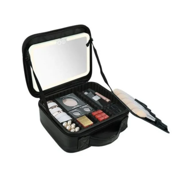 Necessaire Com Alça Espelho Portátil Para Maquiagens e Cosméticos - 3