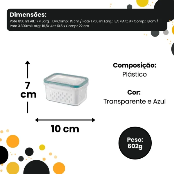 TRC1085-6 Conjunto 3 Potes Herméticos Com Cesto - Branca - 6
