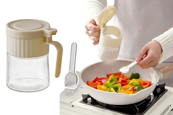 Porta Condimentos Redondo Vidro com Colher 280ml - 2
