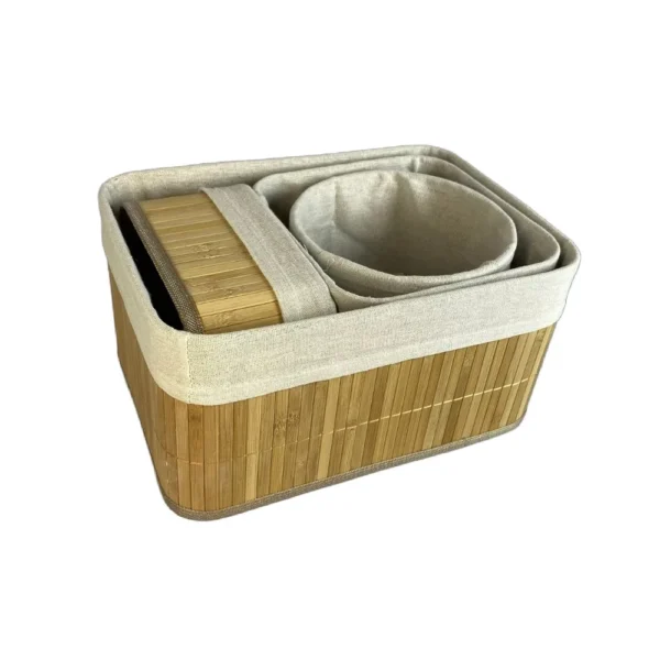Conjunto 4 Cesto Organizador Multiuso em Bambu