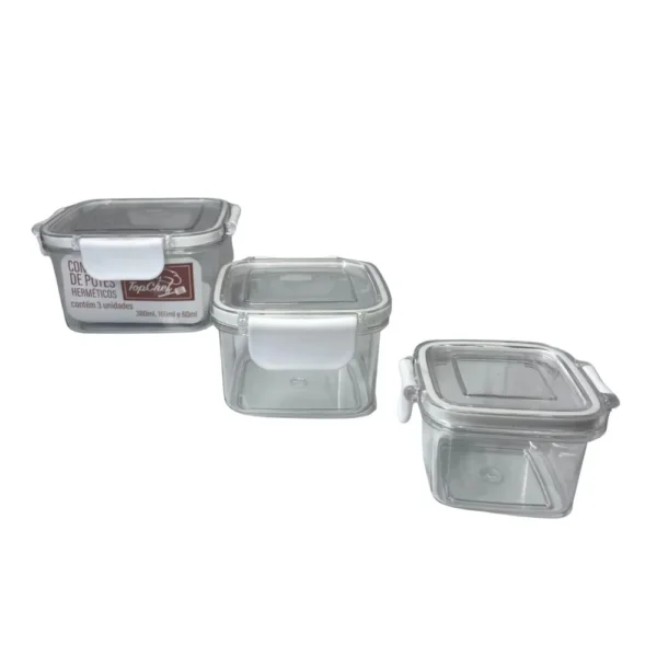 TRC1187-1 Conjunto 3 Pote Hermético Quadrado