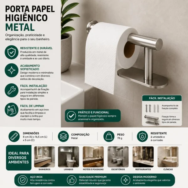 TRC1284-1 Porta Papel Higiênico Metal