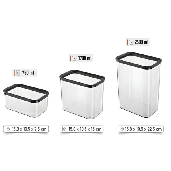Conjunto 3 Potes Herméticos de Plástico - 2