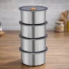 Conjunto 4 Potes Herméticos Redondo Inox 450ML