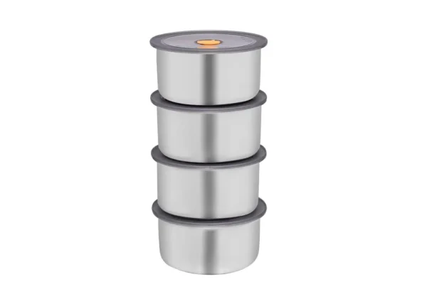 Conjunto 4 Potes Herméticos Redondo Inox 450ML - 2