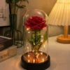 Cúpula Decorativa com 1 Rosa - Vermelha - 3