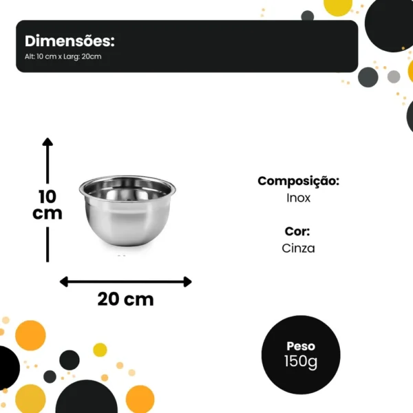 Tigela Inox Bowl 20cm Multiuso Profissional - 2