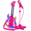 Guitarra Infantil 50cm com Microfone e Pedestal Karaokê MP3 - Rosa - 2