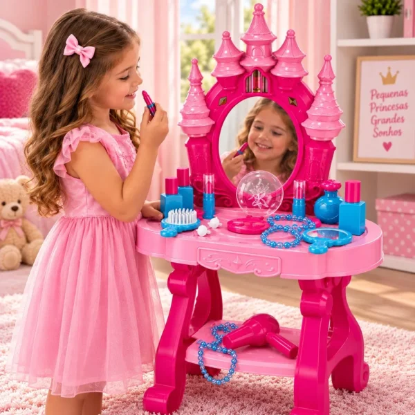 Camarim Castelo Infantil com Som, Luz e 20 Peças - Rosa
