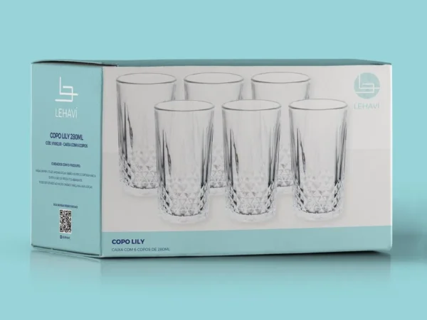 V1062.01-4 Conjunto 6 Copos Lily Vidro 280ml - 4