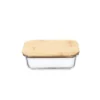 Pote de Vidro Hermético Retangular com Tampa de Bambu 600ml