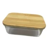 V1067.U03-1 Pote Vidro Hermética Marmita Tampa de Bambu 1040ml