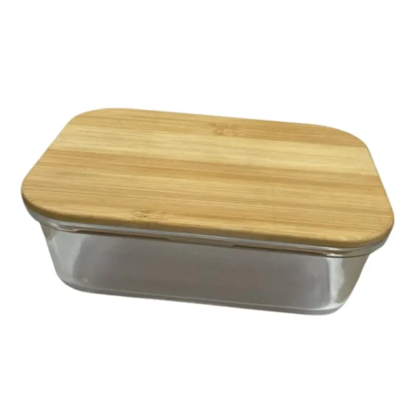 V1067.U03-1 Pote Vidro Hermética Marmita Tampa de Bambu 1040ml