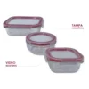 VDA13010-1 Conjunto 3 Potes De Vidro Com Tampa Hermética