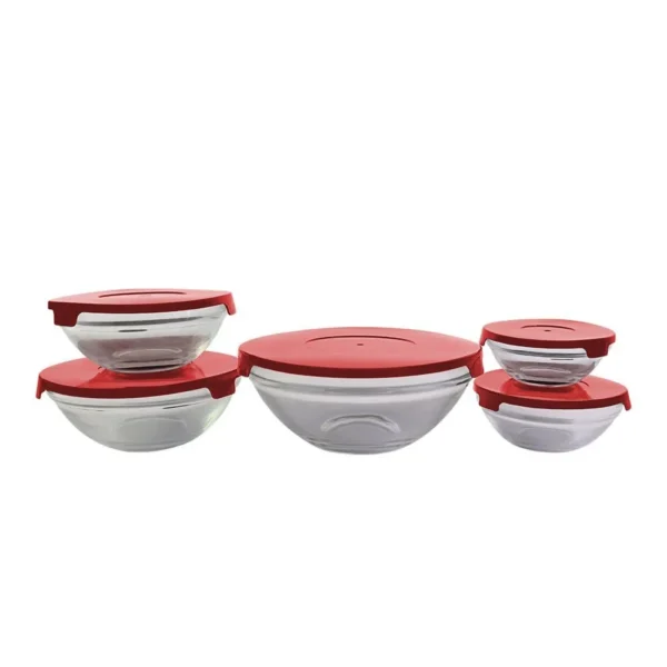 VDA1303-VM-1 Conjunto 5 Potes de Vidro Hermeticos Com Tampa