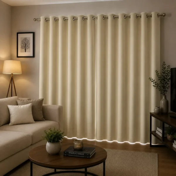 Cortina Black- out com ilhós 2,80m x 1,80m - bege