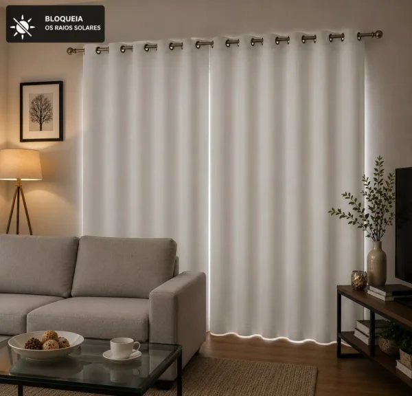 Cortina Black-out com ilhos 280x220 - Branca - 4