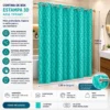 Cortina de Box Estampa 3D com Ilhós 1,38m x 1,98m - Azul Tiffany - 5