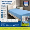 Capa Protetor Colchão Solteiro com Elástico - Azul - 4