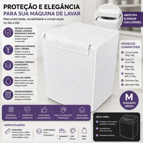 Capa Para Máquina de Lavar Forrada - 2