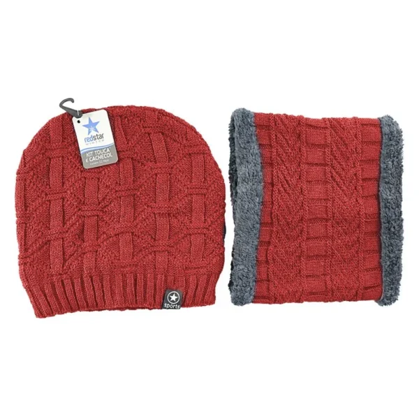 VSI01012-VN-1 Kit Gorro de Frio e Cachecol Estilo Gola