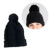 Touca De Frio Com Pompom Preta Gorro De Lã Tricot Inverno - 2