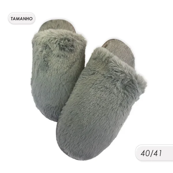 Pantufa Feminina Felpuda 40/41 Cinza - 4