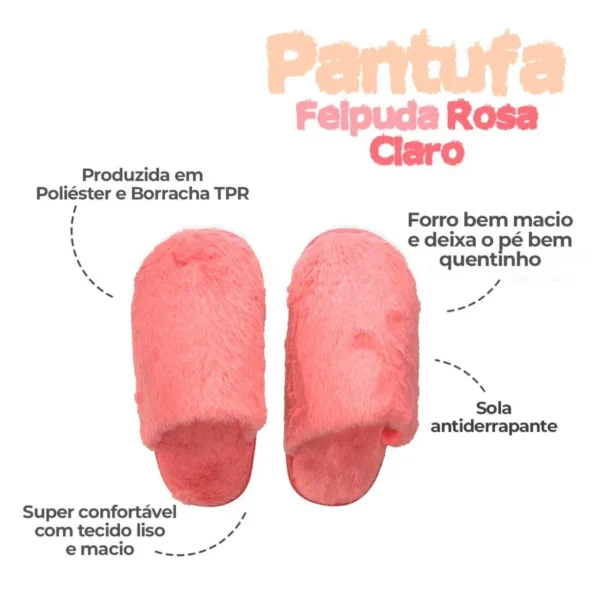 Pantufa Feminina Felpuda 38/39 Rosa - 3