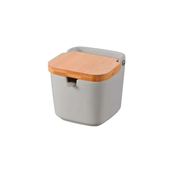 Saleiro de Cerâmica com Tampa de Bambu e - 2