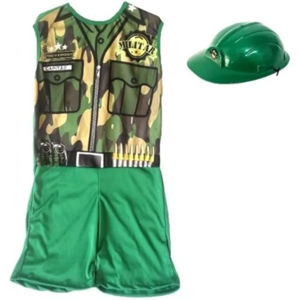 XIS1364-1 Kit Infantil Fantasia Militar com Capacete