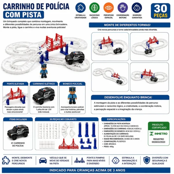 a387211-4 Pista Infantil Policial com 30 peças e carrinho e boneco - 4