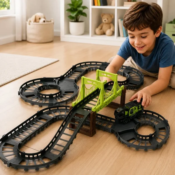 a388105-2 Pista Infantil Construção com 30 peças e carrinho e boneco - 2