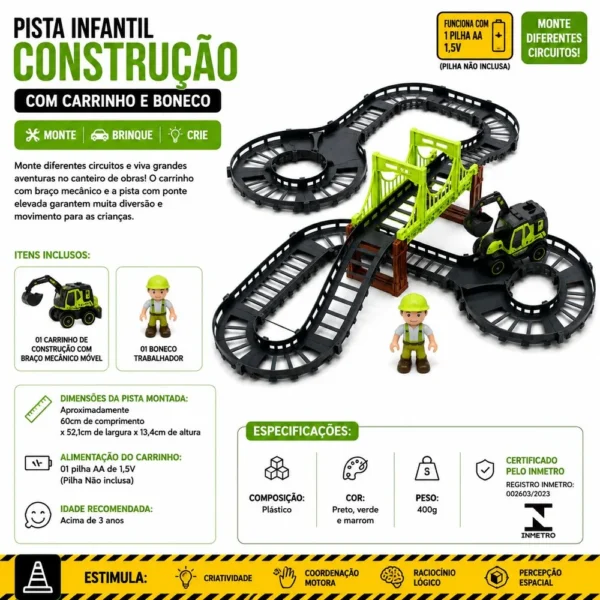 a388105-4 Pista Infantil Construção com 30 peças e carrinho e boneco - 4