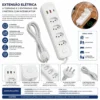 bz-w104pd-1 Extensão Elétrica com 4 Tomadas e 2 Entradas USB 2 Metros - Branco